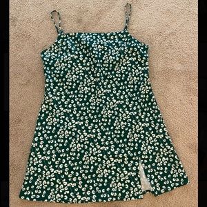 Green floral mini dress